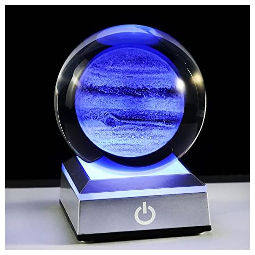 Engraved Jupiter Crystal Ball with LED Base