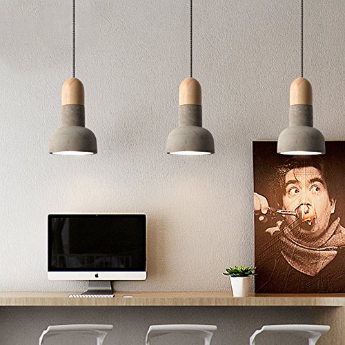 Suspension style industriel en bois et ciment pour éclairage de bar et loft - 7