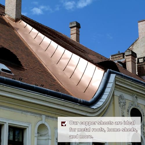 QUARKZMAN Reine Kupferblechrolle 0.3mm 22Ga Dick T2 Kupferblech 6100mm x 153mm/20Ft x 6in Kupferstreifen Weiches Kupferfolienblech Für Handwerk Elektro Hausreparatur