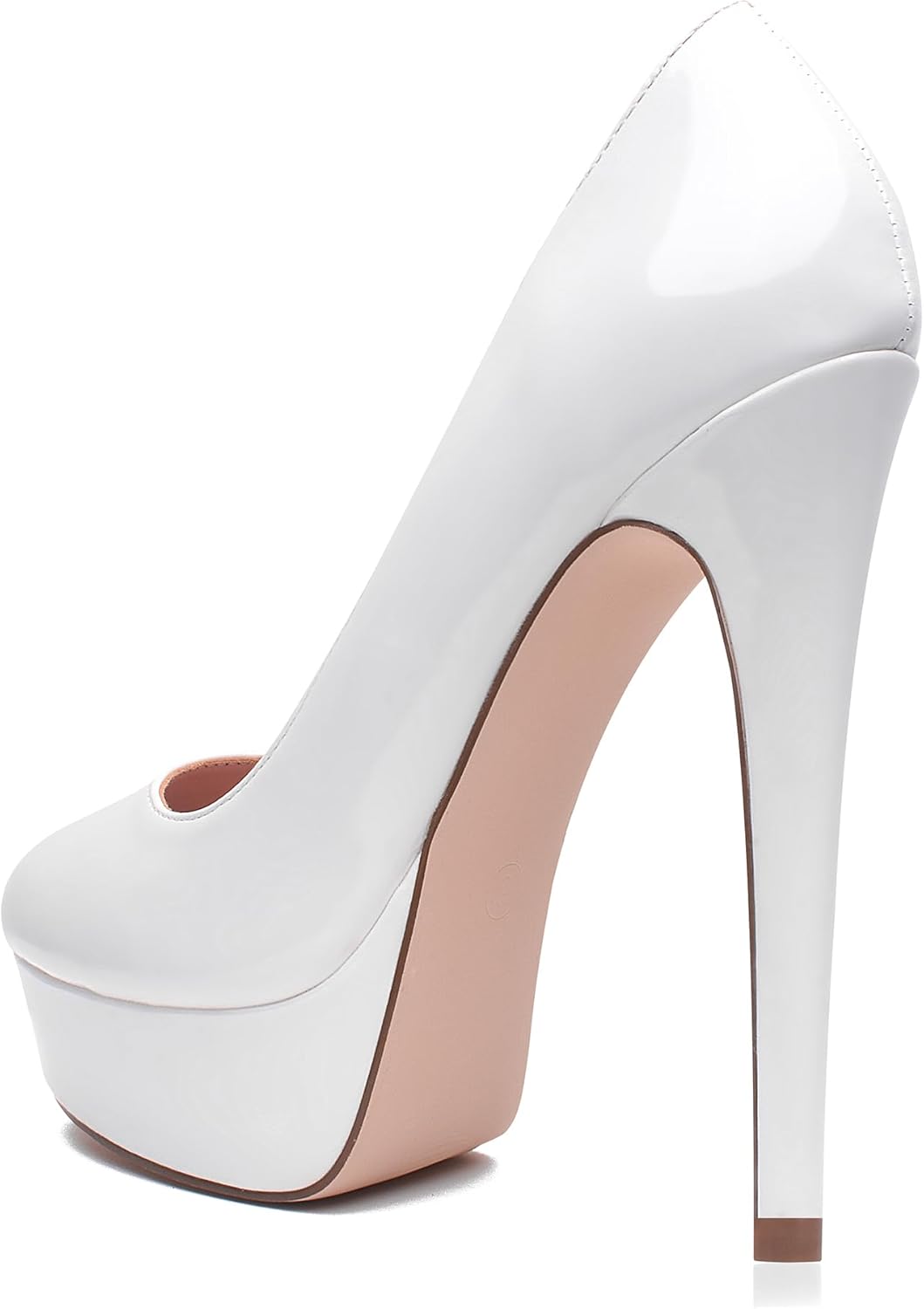 GENSHUO Platform Stilettos Heeled Pumps Round Toe Sexy Patent Leather Pumps 5.5 Inches High Heels for Women Office Party Club Wedding Prom - Image 4