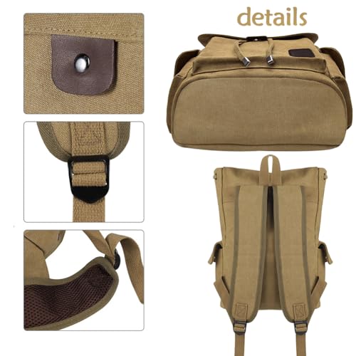 SIQITECHNO Canvas Backpack Vintage Backpack College Backpack for Men Women Rucksack Bookbag Gift for Men Fits 14 Inch Laptop2