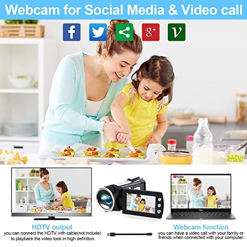 Heegomn Video Camera Camcorder Fhd 1080P 30Fps 24.0Mp Digital Cameras Recorder For Youtube Tiktok 2.7 Inch 270 Degree Rotation Screen Vlogging Camcorders For Kids,Teens,Students,Beginners,Elders #TOP4