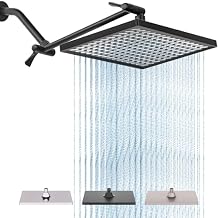 Cobbe Rainfall Shower Head for Bathroom, 11.8 Inch Large Rectangular with Adjustable Stainless Steel 11 Inch Extension Arm - Premium Quality Luxury Experience, 1-Min No Tools Installation, Black