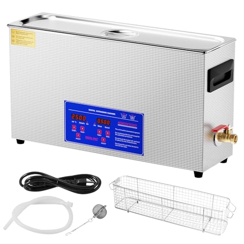 Happybuy 10L Ultrasonic Gun Cleaner, 300W Professional Sonic Cleaning Machine with Timer & Heater, 40kHz Digital Ultrasonic Cleaner with Basket for Gun Parts, Bullets, Military Supplies