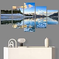 SIGNWIN 5 Panel Canvas Wall Art Calming Waters for Home Decorations Ready to Hang - 60