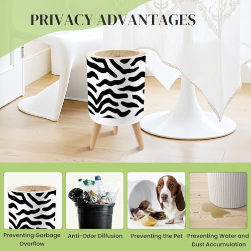 Basurero pequeño redondo con tapa estampado animal 7L miniatura 4