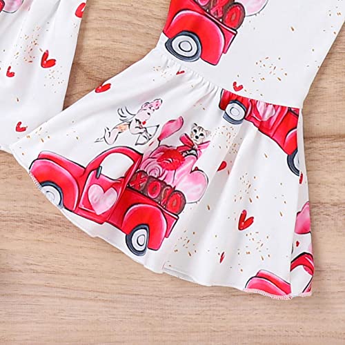 Camisa de Dia dos Namorados Crianças Elegante Letra Corações Estampas Pulôver Camiseta e Bainha Reff