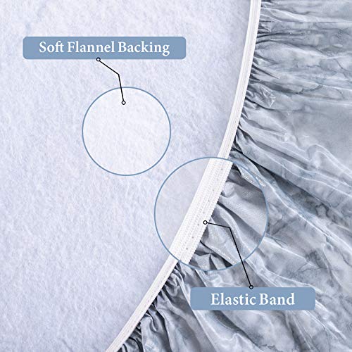 UMINEUX Round Fitted Vinyl Tablecloth with Elastic Edged & Flannel Backing, Waterproof Wipeable Round Table Cover for Indoor Outdoor Patio Use - Fits Tables up to 45" - 56" Diameter(Grey Marble)