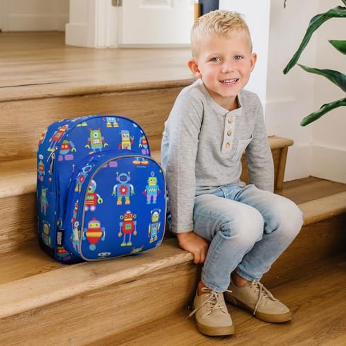 Image of Wildkin Olive Kid's Plastic Robots Pack 'n Snack Backpack