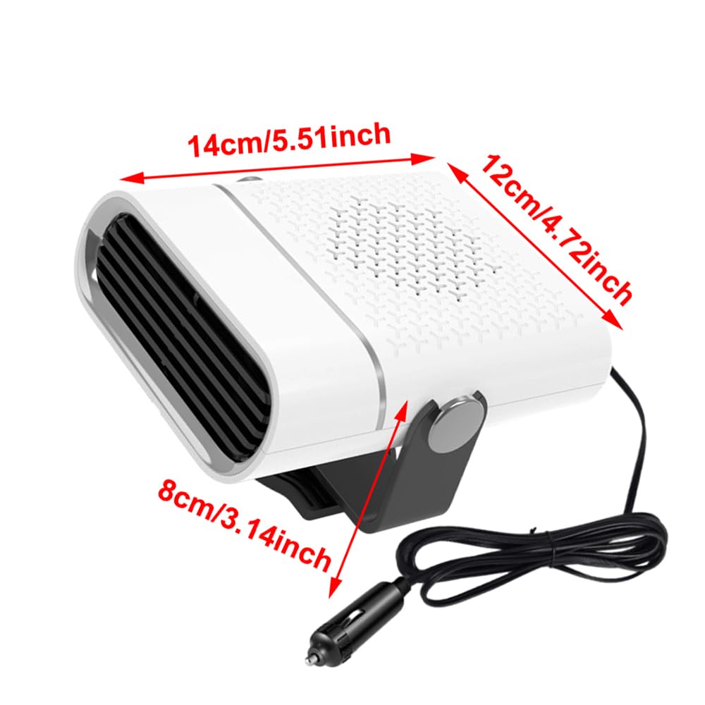 Riloer Chauffage de Voiture pour Camping-Car 12 V 150 W, Ventilateur Portable de Chauffage Rapide pour l'hiver, Prise Allume-Cigare, désembueur, Compatible avec Les véhicules 12 V CC, Blanc