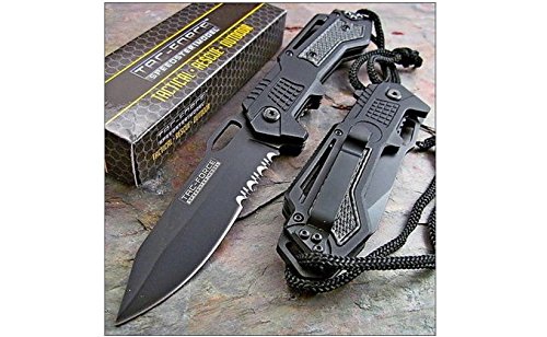 TAC Force Spring Assisted Opening Tactical Rescue Folding Knife Pocket (Black)