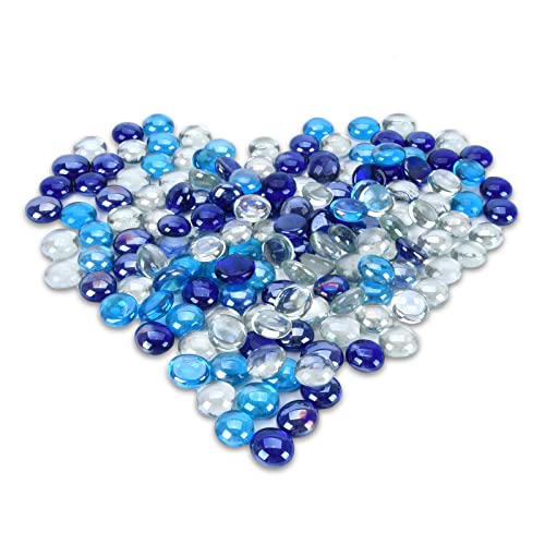 GasSaf Feuerglasperlen aus Mischgewebe für den Außenbereich, Feuerstelle, Kamin und Feuerstelle, 1, 9 cm Glas (4, 5 kg) (Kobaltblau, Karibikblau, kristallklarer Glanz)-3