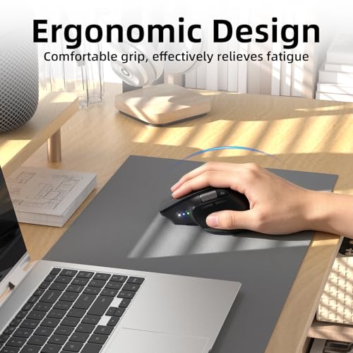 INFINMIND Ergonomic Wireless Bluetooth Mouse with 6 Programmable Buttons(Mac/Windows), Multi-Device, Flying Scroll & Side Wheel, 5 Level DPI, Rechargeable Silent Mice for Laptop, PC, Tablet, MacBook. - Image 6