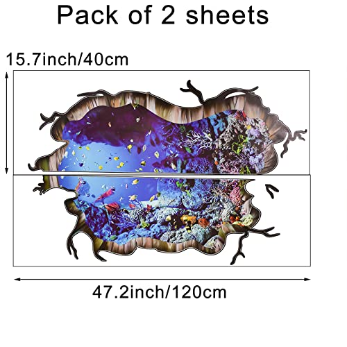 Pinenjoy 3D Underwater World Wall Decal Vivid Ocean Sea Life Wall Stickers Removable Self-Adhesive Vinyl Wall Art Decals For Home Floor Ceiling Bedroom Nursery Living Room Playroom Decor #TOP1