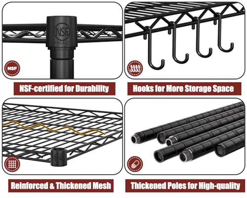 Image of PrimeZone 55.5 inchW x 24 inchD x 80 inchH Heavy Duty Wire Shelving with Wheels 2400LBS | 4 Tier Wire Garage Shelving Unit, NSF Tote Storage Rack, Industrial Metal Shelves, 4 inch Rolling Commercial Shelf for Warehouse