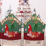 Chickwin Housses de Chaise avec Noël Chapeau, Housses de Dossier Bonnet de Chaise avec Motif Noël pour la Salle à Manger Décoration de Noël Dîner Party Maison Hotel (Ballon,Lot de 2)