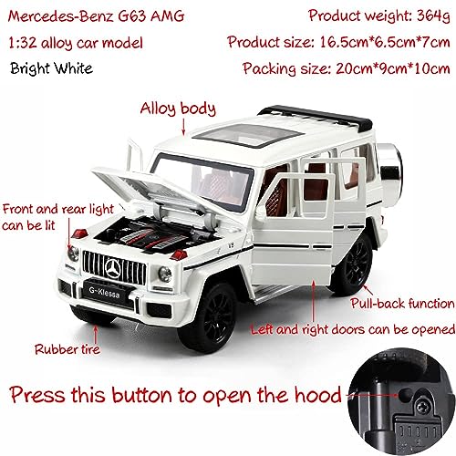 Image of 1:32 Scale Mercedes AMG G63 Toy Car | Metal Pullback Diecast Car for Kids with Openable Doors, Sound, Light Effects Toy for Car Enthusiasts (Color As Per Available), Black