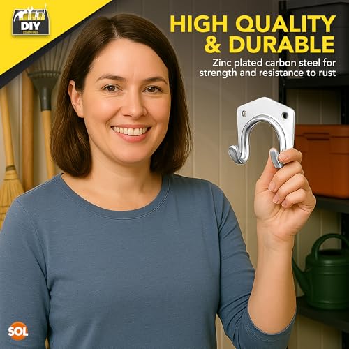 SOL 15pk DIY Tool Hooks for Shed, Metal Aluminum Garage Storage Hooks with 30pcs Screws, Durable and Rust-Resistant, Heavy-Duty Wall Hooks for Tools, Bikes, Ladders, and Garden Equipment 6 SOL 15pk DIY Tool Hooks for Shed, Metal Aluminum Garage Storage Hooks with 30pcs Screws, Durable and Rust-Resistant, Heavy-Duty Wall Hooks for Tools, Bikes, Ladders, and Garden Equipment - Image 6