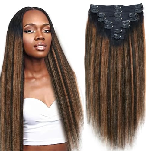 Mihugass Yaki Straight Clip ins Real Human Hair Extensions For