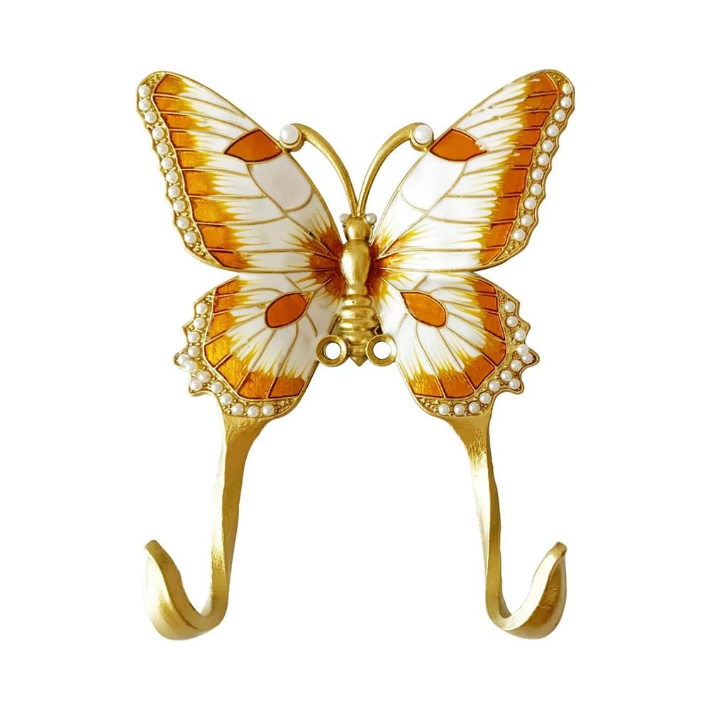 Wanjorlay 1 Pack Decorative Wall Hook, Vintage Butterfly Shaped Metal Wall Hook for Hanging Coats Clothes Keys Hats Towels