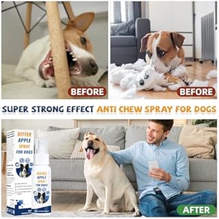 Yaru Spray anti masticazione per cani, spray per cani alla mela amara, spray deterrente per cani, aiuta a smettere di masticare e leccare zampe, bende, scarpe e mobili, per addestramento