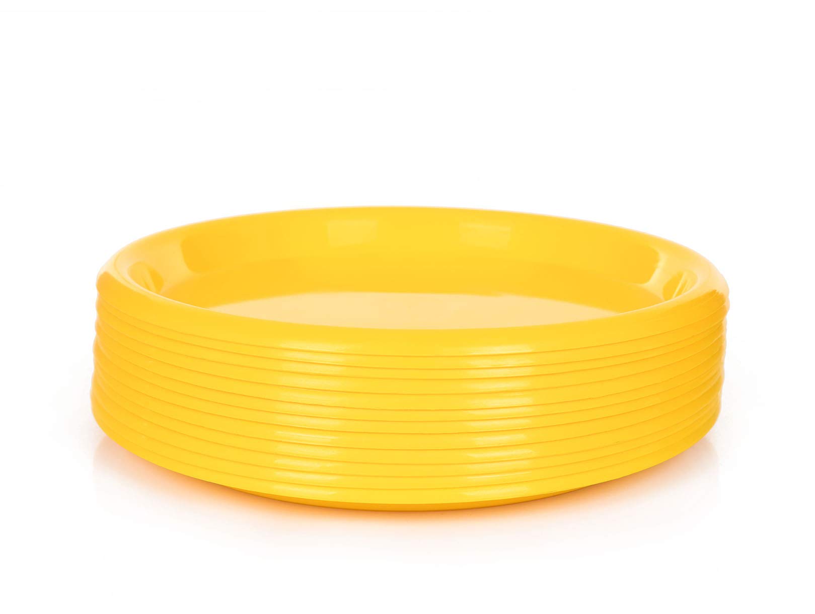 Mintra Home Reusable Plastic Plates (Yellow, Large 12pk (8.5in))