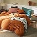 CoutureBridal Duvet Cover King Size Fall Duvet Cover Set 3 Pieces Soft Microfiber Minimalist Style Burnt Orange Comforter Cover with Zipper Closure and Corner Ties