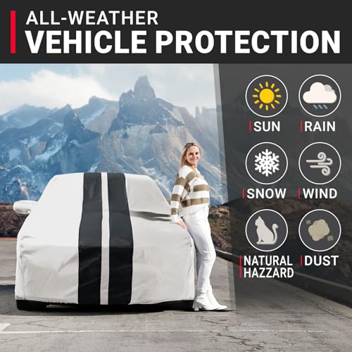 Image of iCarCover Premium Custom Car Cover for 2014-2026 BMW 2-Series, M2 Heavy Duty Waterproof All Weather Rain Snow UV Sun Protector Custom Fit Full Exterior Protection Car Cover (Stripe - Light Gray /Black)