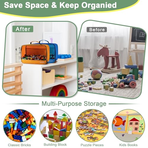 Image of 4 PCS Toys Storage Bag, Classic Bricks Building Set Storage Bag, Travel Case for Building Toys, Puzzles,X Large Size