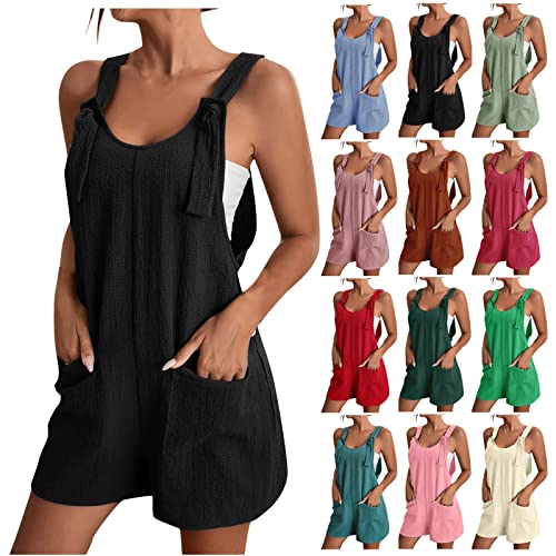 Rompers for Women 2025 Casual Sleeveless Strap Loose Adjustable J...