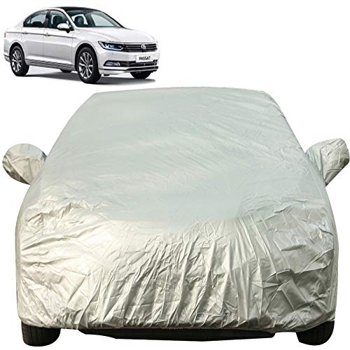 Image of Autofact Waterproof Premium Silver Matty Triple Stitched Car Body Cover with Mirror Pocket for Volkswagen Passat