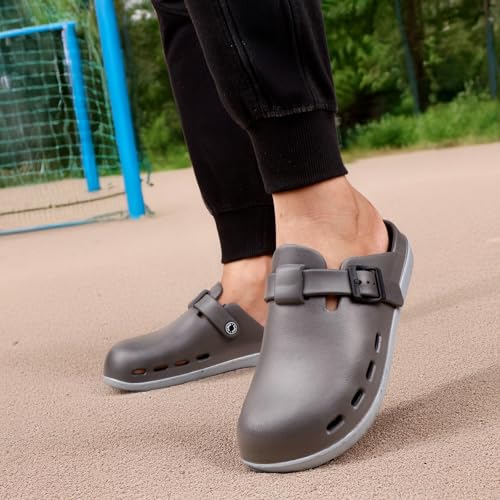 Image of Unisex Black Clogs with Adjustable Buckle Strap | Lightweight EVA Comfort Slip-On Sandals for Casual Wear & Outdoor Use