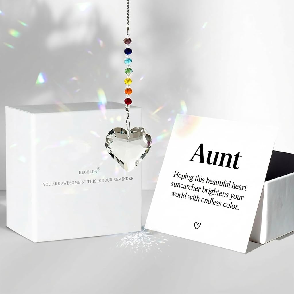 Hegelda Aunt Gifts from Niece Nephew Crystal Heart Suncatcher Ornaments