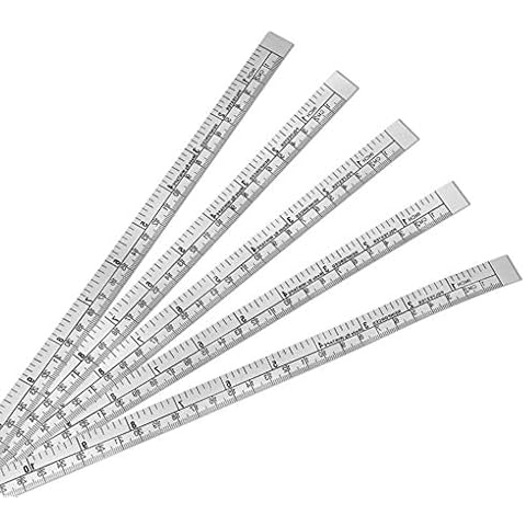 Diamoen 5pcs Self Adhesive Measure Tape Metric Inch Measure Tape Sewing Machine Sticker Tool Paper Ruler Cover