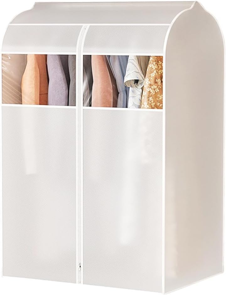 HASTHIP polyvinyl chloride Wardrobe Hanging Clothes Storage Bag,47.2'' Garment Bags For Large Frosted Garment Rack Cover Bags Clothing Storage Bag With Zipper,Transparent