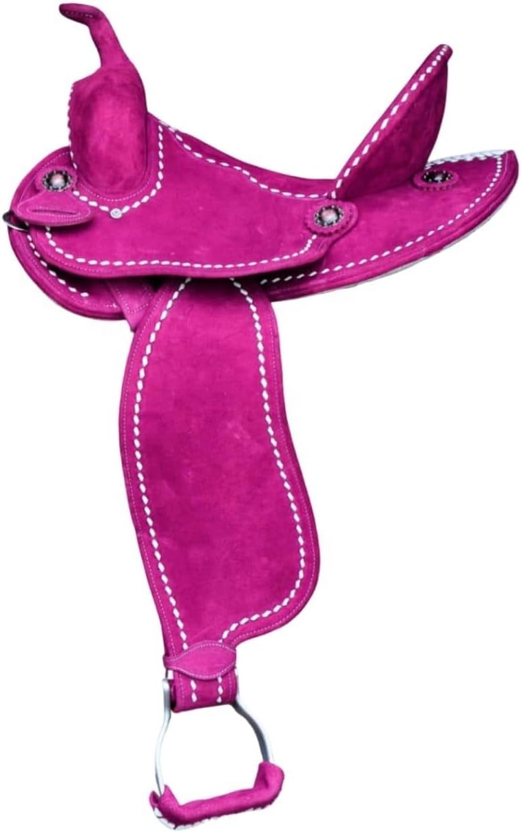 Leather Suede Barrel Racing Western Horse Saddle Handmade Premium Custom Cowboy Cowgirl Pleasure Comfort Trail Tack Equestrian Pony-Adult Saddle for Horse Riding Size: 10-18 inch Seat, MO-02