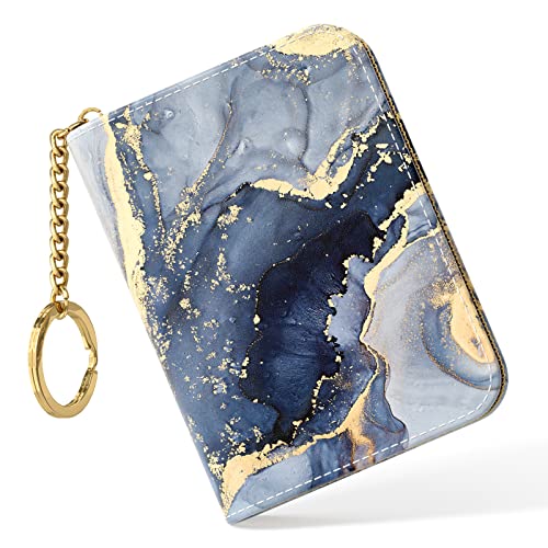 Image of Nipichsha Credit Card Holder, Small RFID Card Wallet for Women, Slim Leather Card Holder Wallet, Dark Grey Marble, 4.33 x 3.15 x 0.98 inches, Fashions