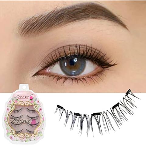 Dorisue Magnetic eyelashes natural look Short lashes Hight Quality face eyelashes Pack of 4 eyelashes pack E3 Magnetic lashes Black Cover