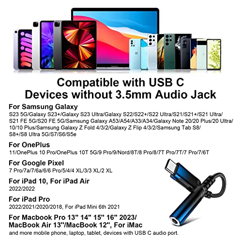 Usb C To 3.5Mm Adapter For Google Pixel 7 Pro 7A 6A 6 5G, Type C To Aux Audio Dongle Cable Cord Converter Usb C To 3.5Mm Jack Headphone Adapter For Samsung A53 A54 Galaxy S23 S22 Oneplus 11 10T Ipad #TOP2