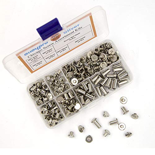 90 Sets Chicago Screws Assorted Kit 6 Sizes Silvery Leather Rivets 3/16(5Mm)Screw Rivets Phillip Head Book Binding Posts Nail Rivet Chicago Bolts For Diy Leather Craft Bookbinding (5 X 4,5,6,8,10,12) #TOP3