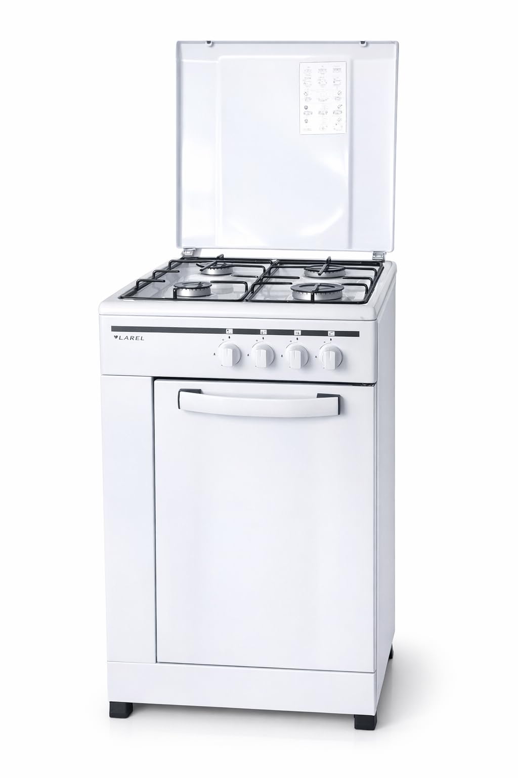 LAREL Cucina a Gas Fornello 4 Fuochi Mobile Portabombola Bianco Valvole Sicurezza Accensione Elettronica MOB.S413BW GPL/METANO