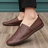 Zapatos tipo mocasín de cuero genuino para hombre, slip-on, suaves para caminar, perforados para conducir 4