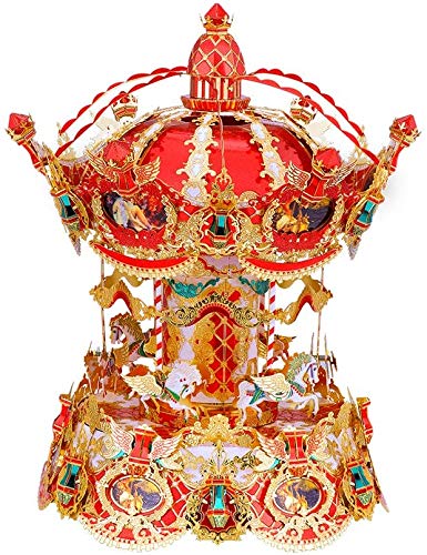 Piececool 3D Metal Model Kits - Diy Merry Go Around 3D Metal Puzzle For Adults - Detailed Metal Building Kit For Hobbyists - Premium Carousel 3D Model Kit With Illustrated Instructions - Great Gift #TOP14