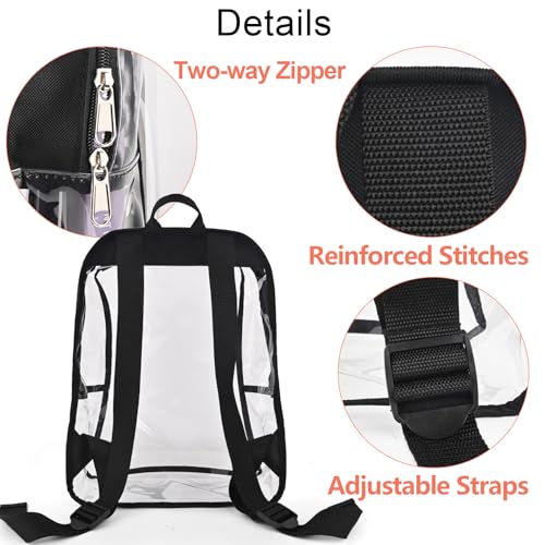 Image of JOMPARO 12 Pack Bulk Clear Backpack 16 Inch Clear Bookbags Large Transparent Backpack for School College (Black)