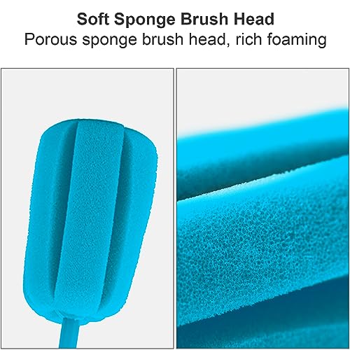 Image of 4PCS Blue Soft Sponge Bottle Cleaning Brush Plastic Handle Cup Scrubber Washing Brush vase Pot Cleaner (2 Size 10'15')