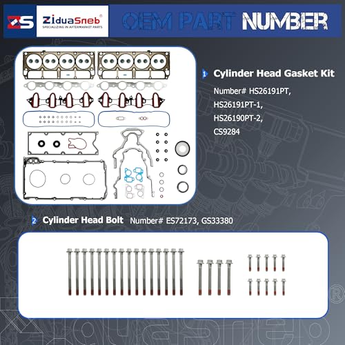 Image of HS26191PT 5.3 Cylinder Head Gasket Set W /Bolts ES72173 Fit for Chevy Avalanche Suburban Silverado Express 1500 /2500 /3500 Buick Rainier GMC Savana 1500 /2500 Yukon Isuzu Cadillac 4.8L 5.3L V8 2002-2011