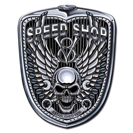 Plaque métal Speed Shop Monde Féérique 50cm en acier embouti de qualité supérieure