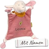 schnuffeltuch mit namenszug IDEALES GESCHENK Mädchen - ein Buntes Schmusetuch zur Geburt, Geburtstag, Ostern, Weihnachten oder Taufe für Kinder von 0-3 Jahren geeignet. Angenehmes Tastgefühl durch kuschelweichen Schmusestoff, Flache und anschmiegsame Schmusetuch-Form rutscht nicht so leicht weg wie dick gefüllte Stofftiere.
