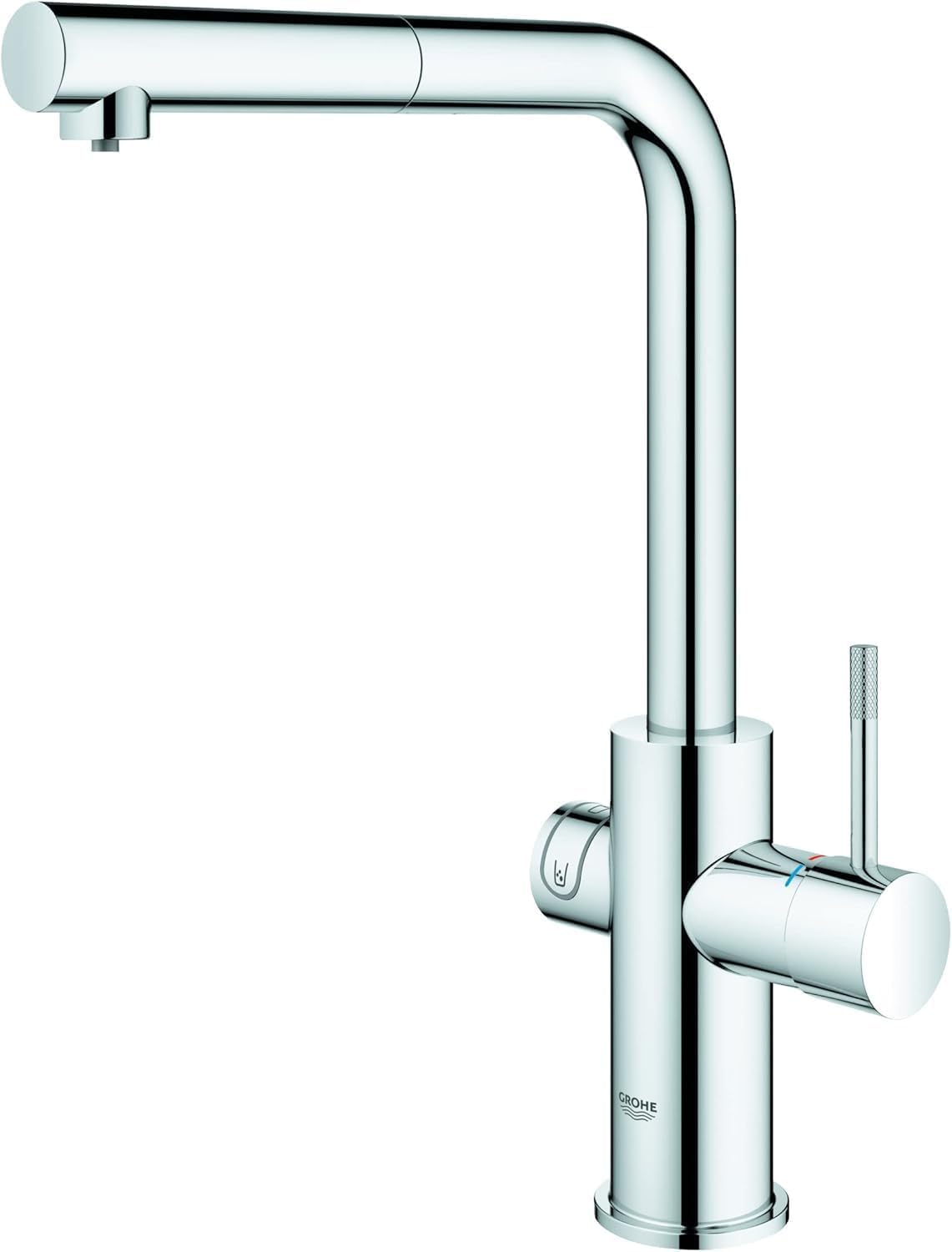 Grohe Blue Home Rubinetto per Lavello Cucina, Bocca a"L", con Doccetta Estraibile, Cromo e Filtro Acqua Incluso, 31539000