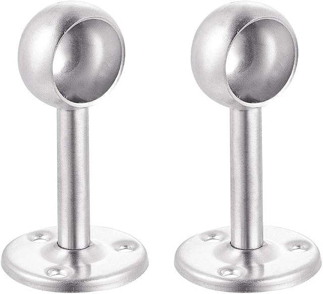 INCREWAY 2pcs Stainless Steel Wardrobe Pipe, Dia 25mm(1") Closet Lever Rail Rod End Support Bracket